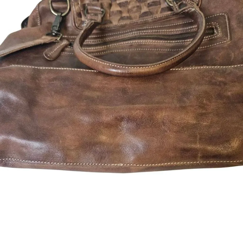 Bed Stu Suri tote, rustic brown leather. Western, boho, festival.